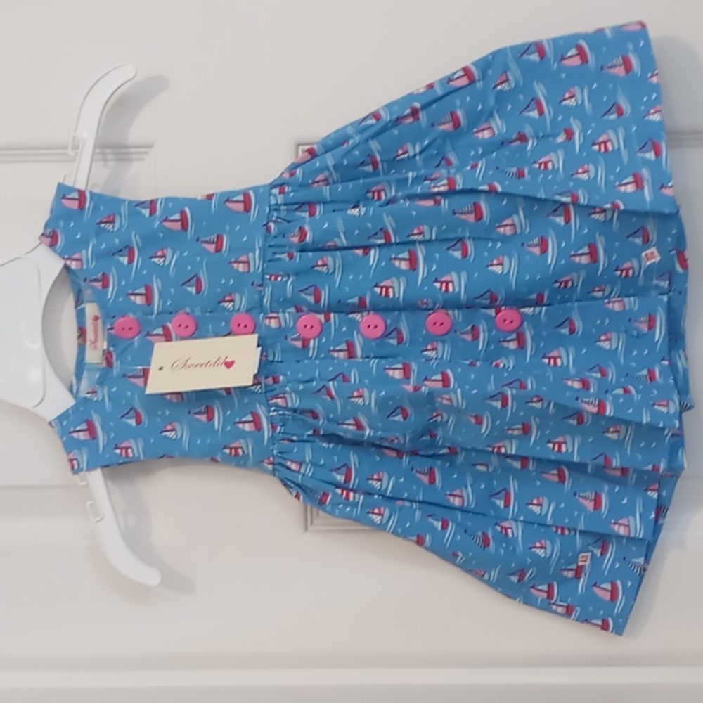 Sweetdil sleeveless blue sailboat dress NWT size 2